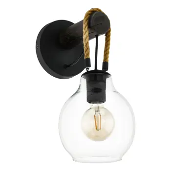 ZIDNA LAMPA 1xE27 CRNO DRVO RODING