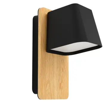 ZIDNA LAMPA 1xE27 V-255, CRNA/BIJELA/DRVO RUSCIO