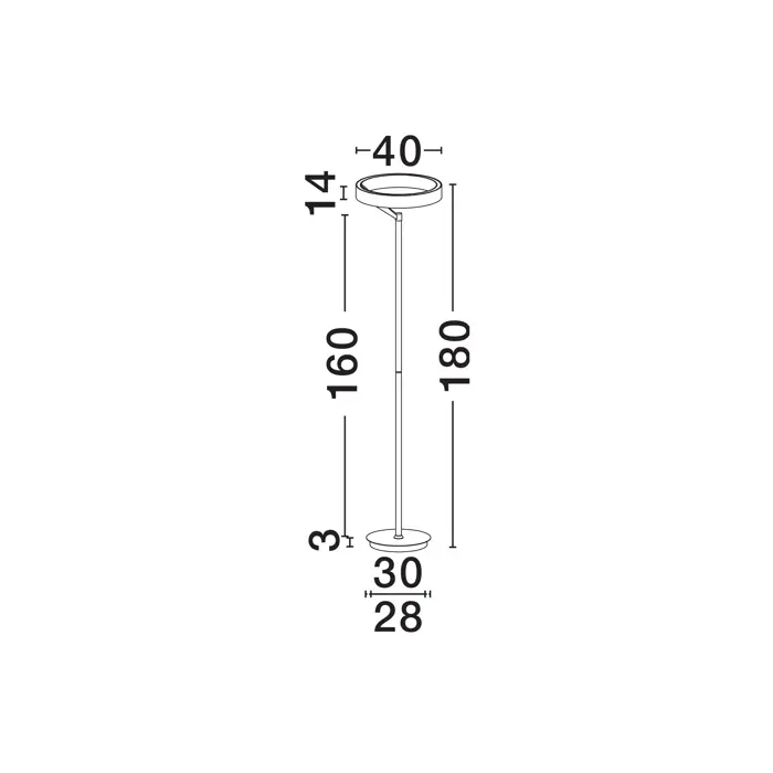 ADALIZ STAJAĆA PRIGUŠIVA LED SVJETILJKA 38W 3000K CRNA