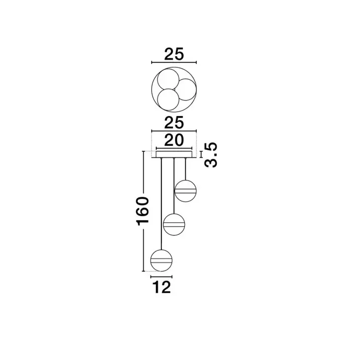 ALAZ LED LUSTER 3X CRNA/ZLATNA 27W 3000K IP20 TRIAC DIMABILNA