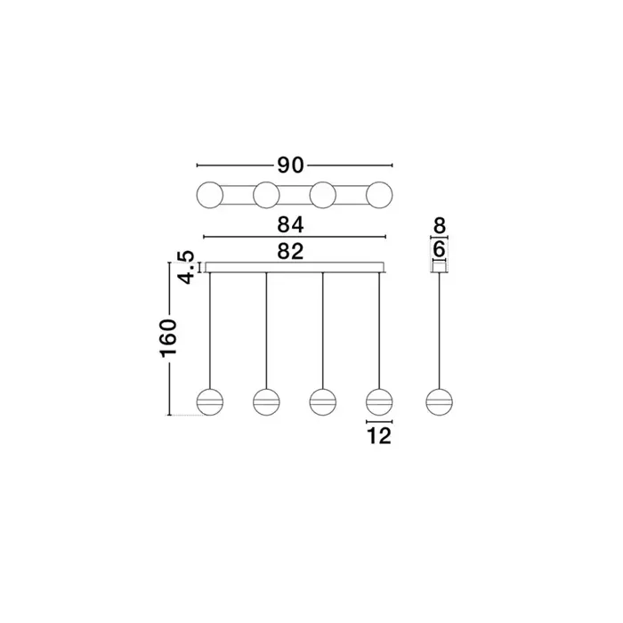 ALAZ LED LUSTER 4X CRNA/ZLATNA 26W 3000K IP20 TRIAC DIMABILNA