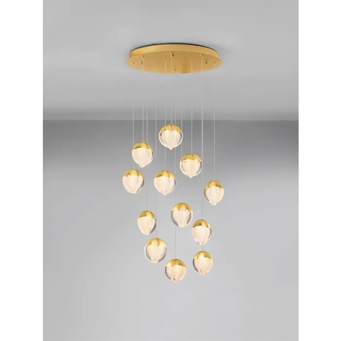 ALICIA LED LUSTER 12X ZLATNA 60W IP20 3000K TRIAC DIMABILNA