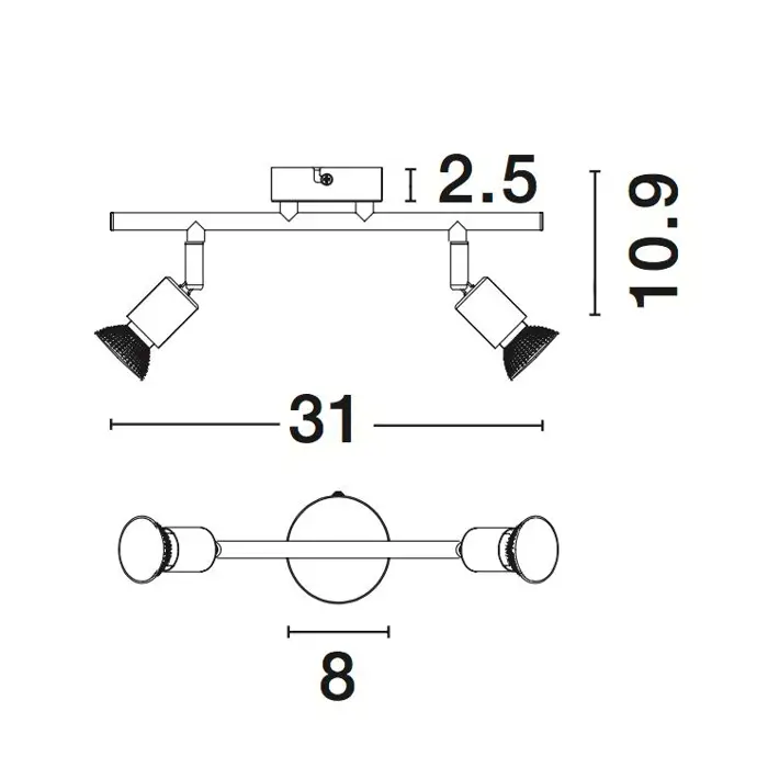 BASE REFLEKTOR GU10 IP20/NIKAL 2X