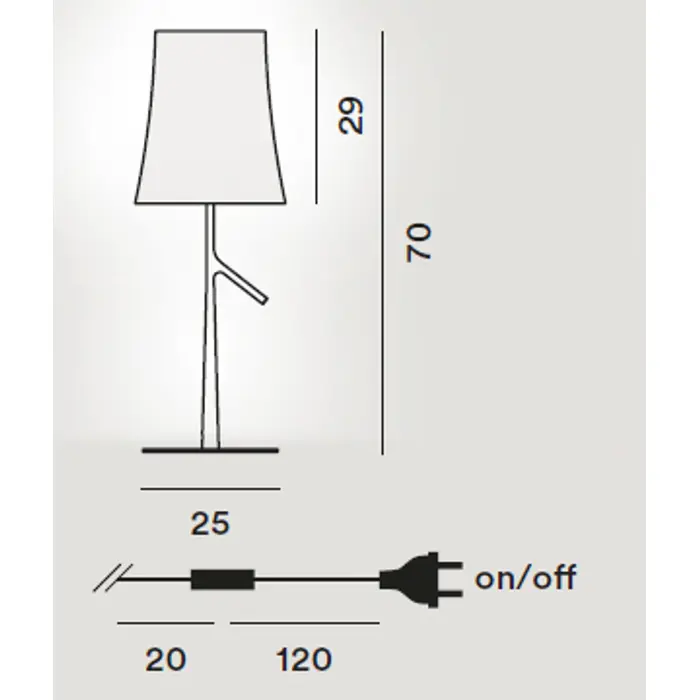 BIRDIE VELIKA STOLNA LAMPA SIVA ON/OFF
