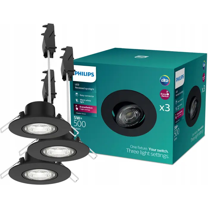 Cilantro UGRADBENI LED REFLEKTOR Step Dim 070 5W 2700K CRNA 3PK