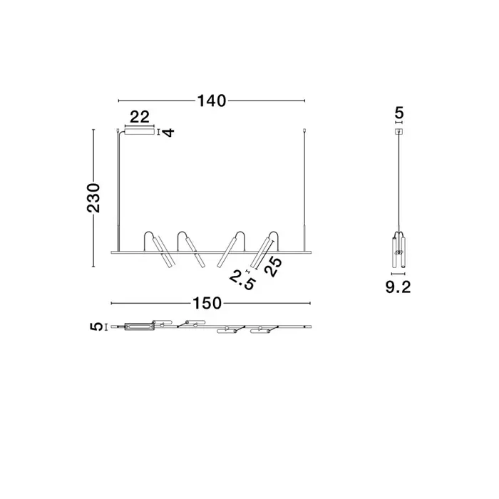 ELLI VISILICA LED /3000K/22W/1112Lm/ CHAMPAIGN ZLATNA & CRNA
