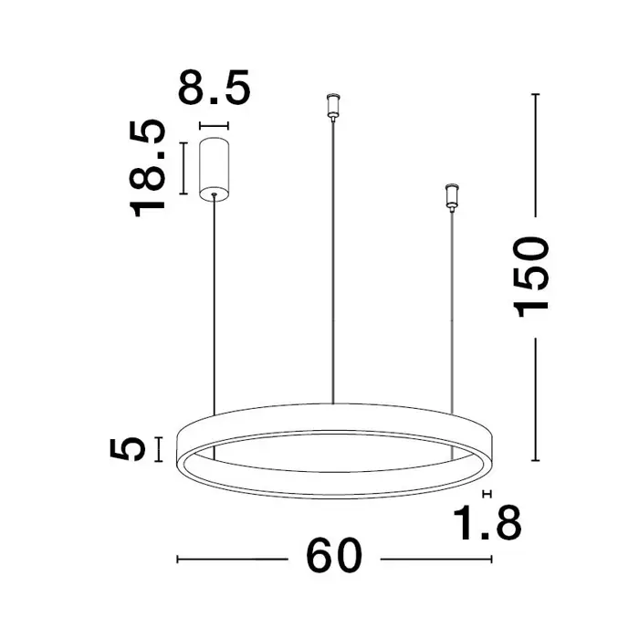ELOWEN VISILICA LED 60W/3000K/2552lm/DIMM/IP20/CRNA