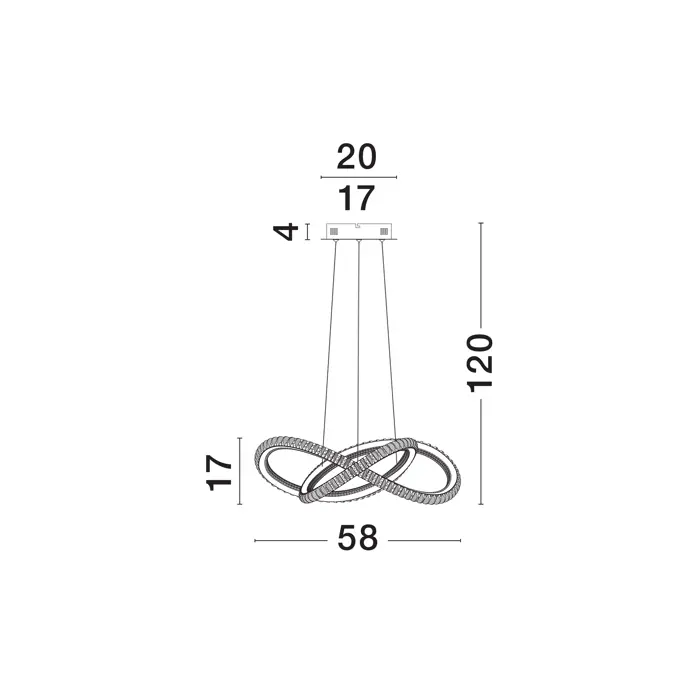 GINEVRA VISILICA LED 56W/3000K/3750lm/DIMM/IP20/CRNA