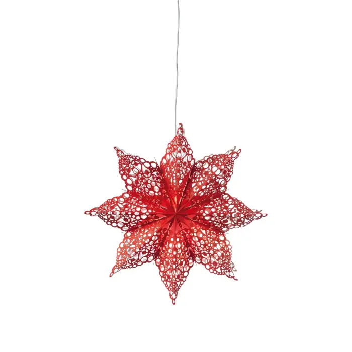 HALL VISILICA ZVIJEZDA 70cm CRVENA PAPIR 1x25W/E14/5,0m