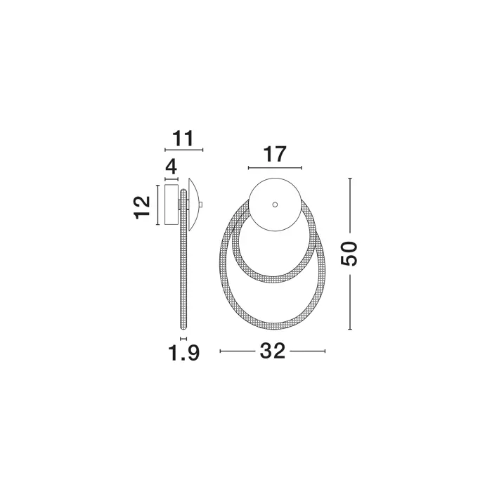 ILANE ZIDNA LAMPA LED/3000K/17W/1310Lm/CRNO-BIJELA