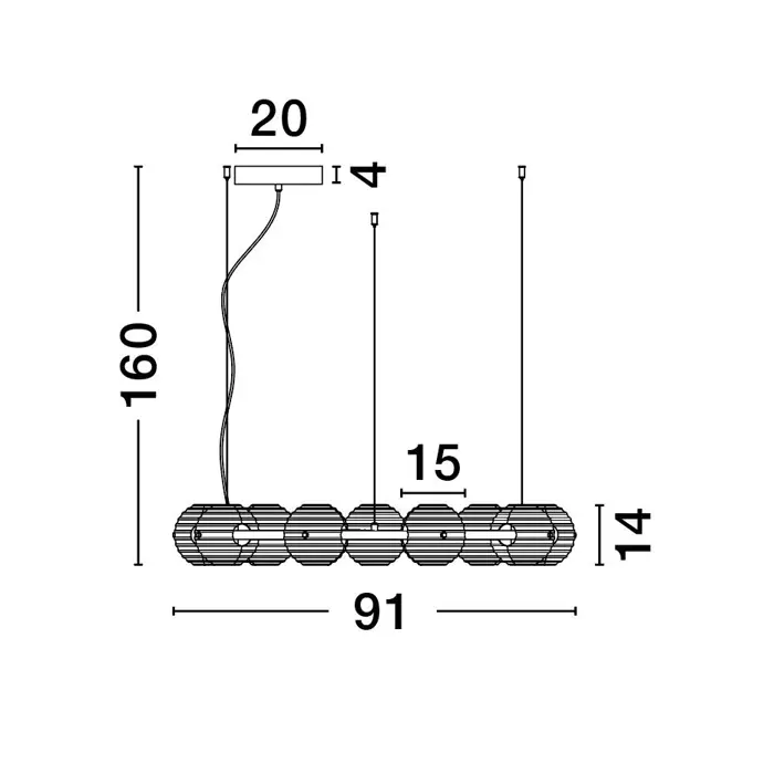 LAS VISILICA LED/3000K/91W/7751Lm/CRNA & ZLATNA & SIVA