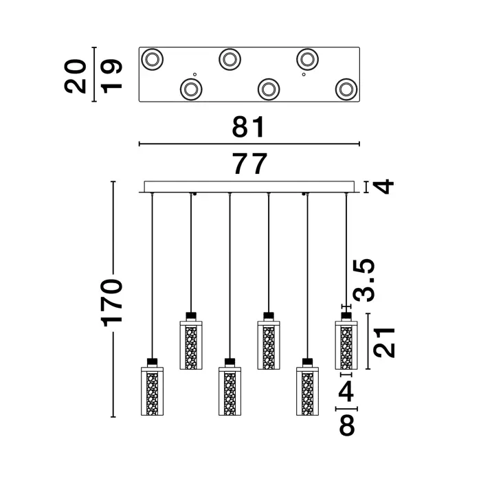 LUNE VISILICA LED/3000K/44W/1450Lm/CRNO-KROM