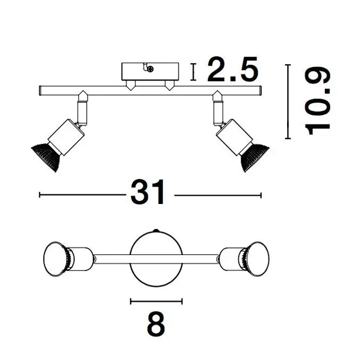 LUP REFLEKTOR GU10 IP20/SATIN CRNA 2X
