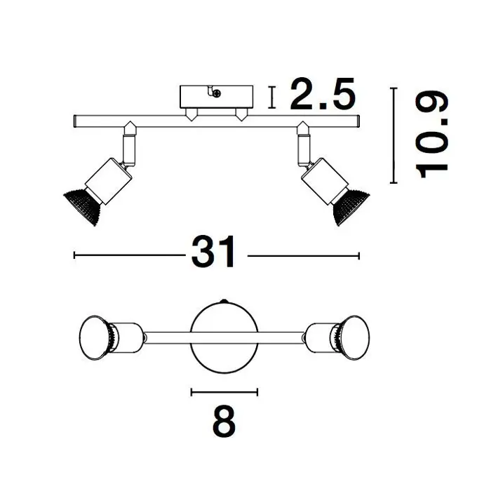 LUP REFLEKTOR GU10 IP20/SATIN ZLATNA 2X