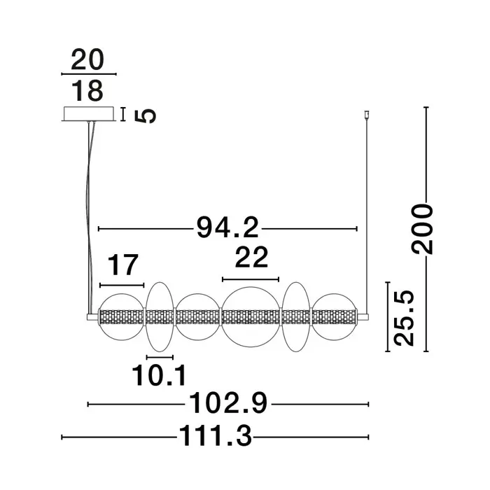 NAVI VISILICA LED/3000K/29W/3472Lm/ZLATNA& GRAY