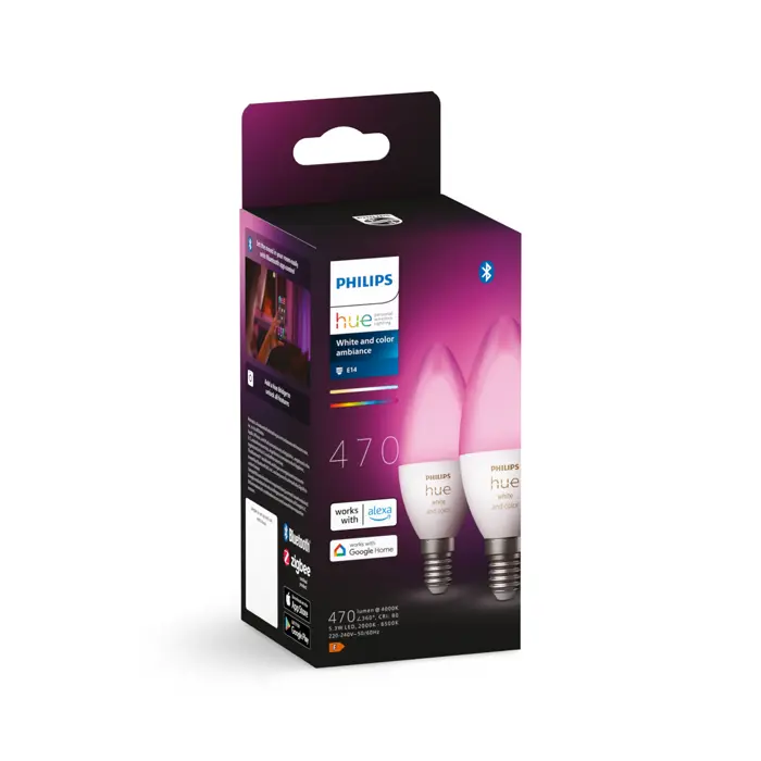 Philips Hue WHITE & COLOR AMBIANCE LED ŽARULJA 2×E14/4W/2000-6500K+RGB/470lm