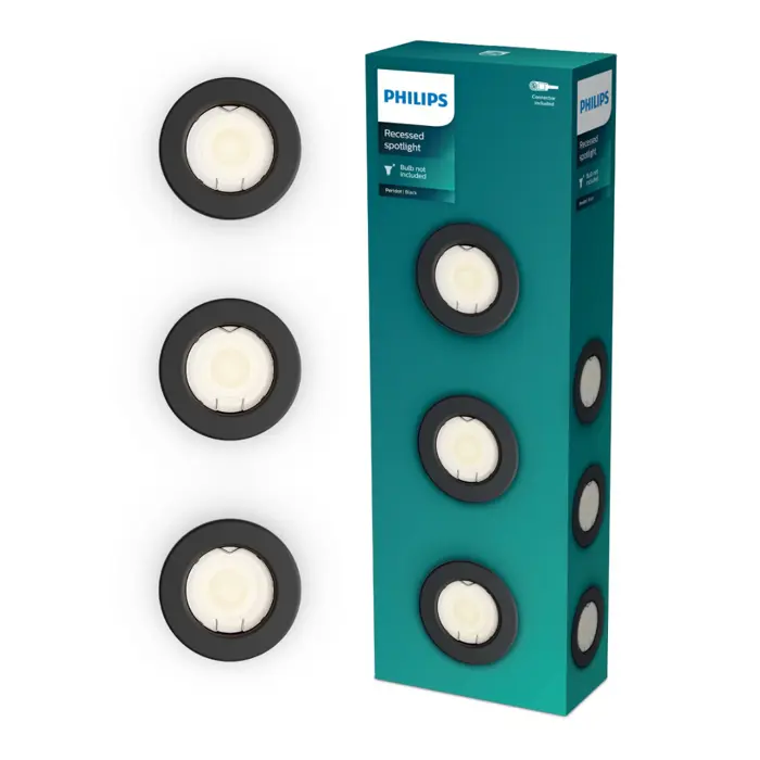 PERIDOT PHILIPS LED downlight ugradbeni KIT okrugla GU10 crni (set 3 kom)