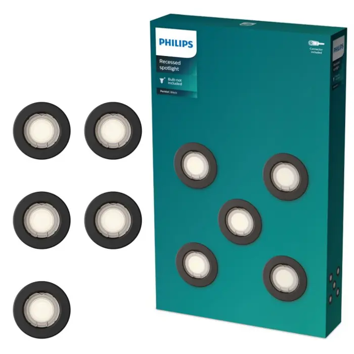 PERIDOT PHILIPS LED downlight ugradbeni KIT okrugla GU10 crni (set 5 kom)