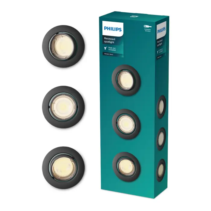 PERIDOT PHILIPS LED downlight ugradbeni KIT okrugla GU10 crni (set 3 kom)