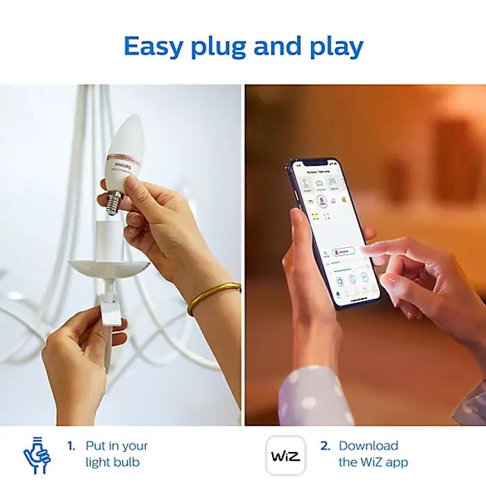 PHILIPS WIZ SMART ŽARULJA 2x WFB 40W C37 E14 RGB+2200-6500K