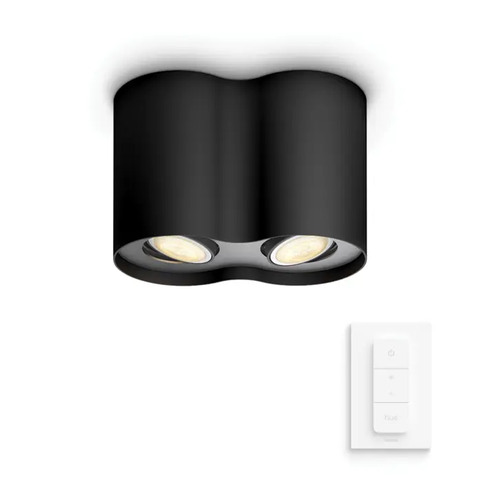 Pillar Hue STROPNA SVJETILJKA CRNA 2x5W 2200-6500K + DALJINSKI UPRAVLJAČ