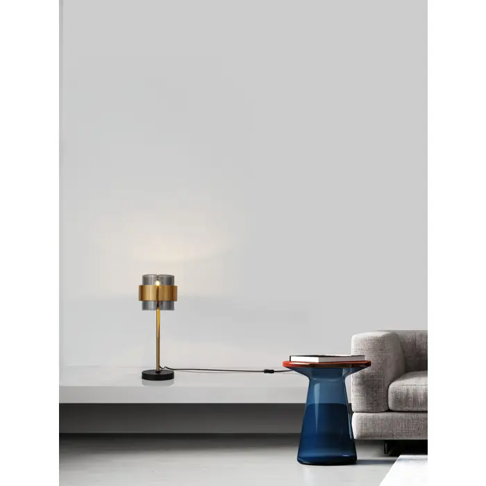 SIANNA STOLNA LAMPA E27 /IP20/MESING ZLATNA & SMOKY