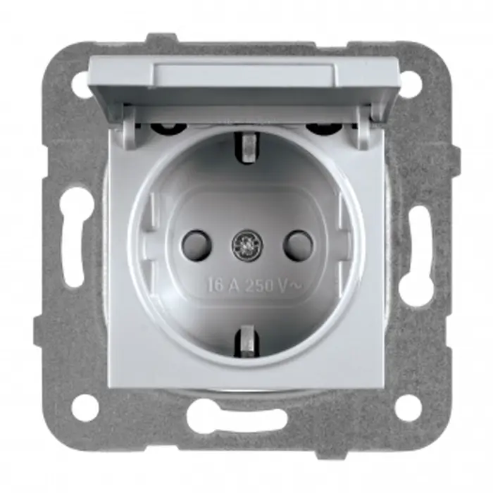 ŠUKO UTIČNICA S POKLOPCEM PANASONIC SREBRNA BEZ OKVIRA