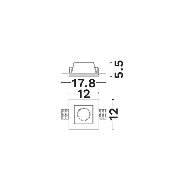 TOBIA GIPSANA UGRADBENA SVJETILJKA GU10 1x10 Watt IP20 220-240 Volt L: 12 W: 12