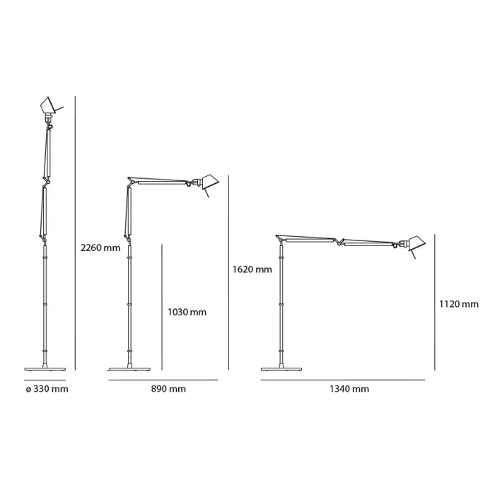 TOLOMEO STAJAĆA SVJETILJKA S POSTOLJEM 1xE27/230V ALUMINIJ A001000 + A012820
