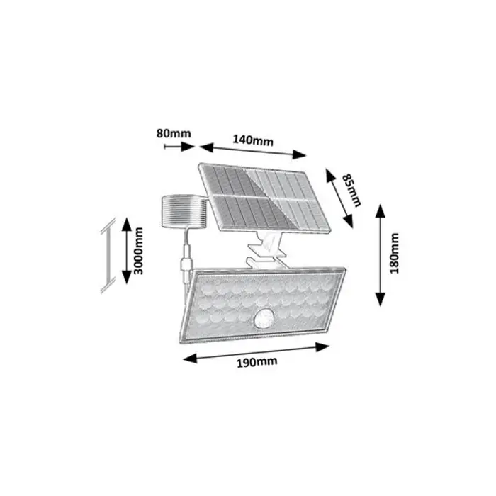 ZAVOD SOLARNA SVJETILJKA LED 8W/CRNA/IP65/800lm